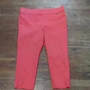 Rafaella Stretchy Vibrant Coral Crop Pants